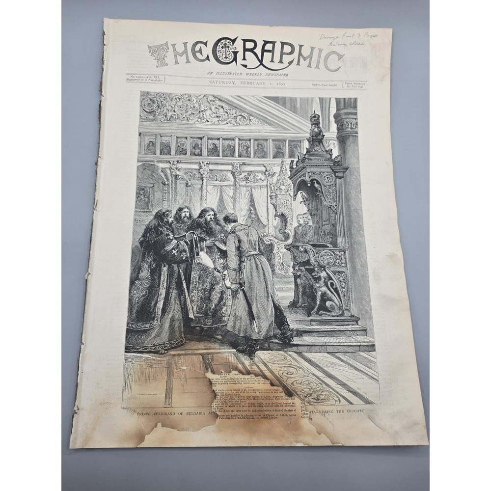 The Graphic Illustrated February 1, 1890 Antique Newspaper Beautiful Lithographs
